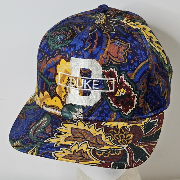 Duke Blue Devils Basketball Paisley Snapback Cap Hat Vtg Crable Sportswear Core - Picture 1 of 13